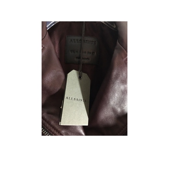 SOLD All Saints leather Jacket Burgundy - Picture 4 of 4